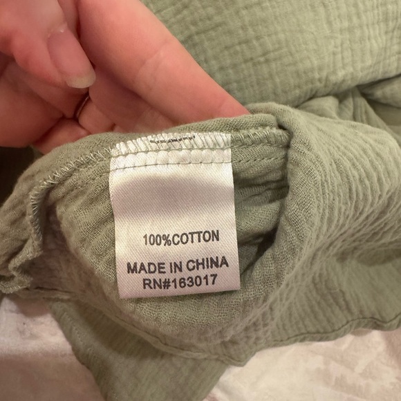 Princess Polly LET'S DANCE MINI DRESS SAGE 100% cotton puff sleeve - Picture 8 of 12